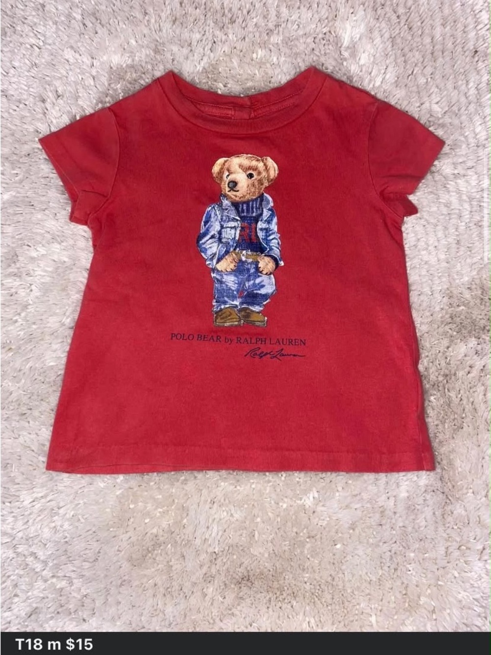 Ralph Lauren Red Tee with Polo Bear Graphic - Kids